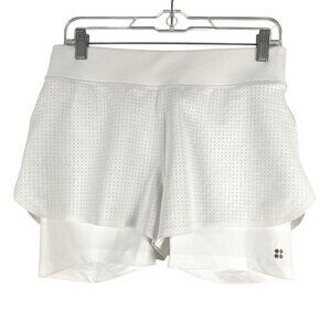 Sweaty‎ Betty Serve Tennis Shorts Small White Perforated Athletic SS-1579